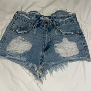 Forever 21 high rise distressed denim shorts